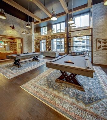 Entertainment area with billiards table